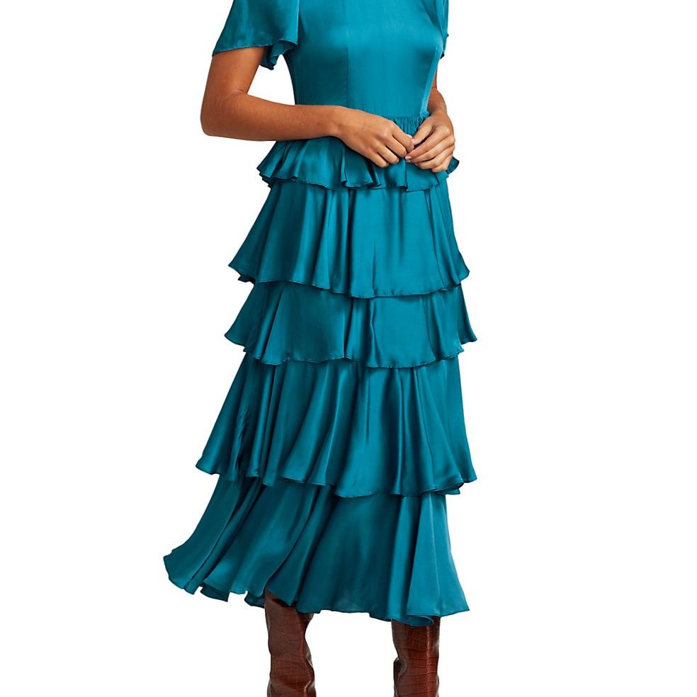 罗德瑟琳娜褶皱中长裙475美元