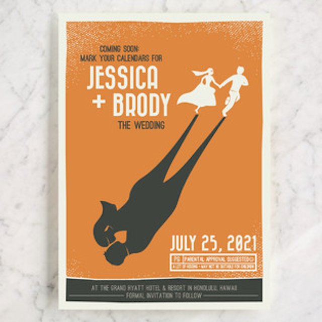 复古电影海报保存日期卡