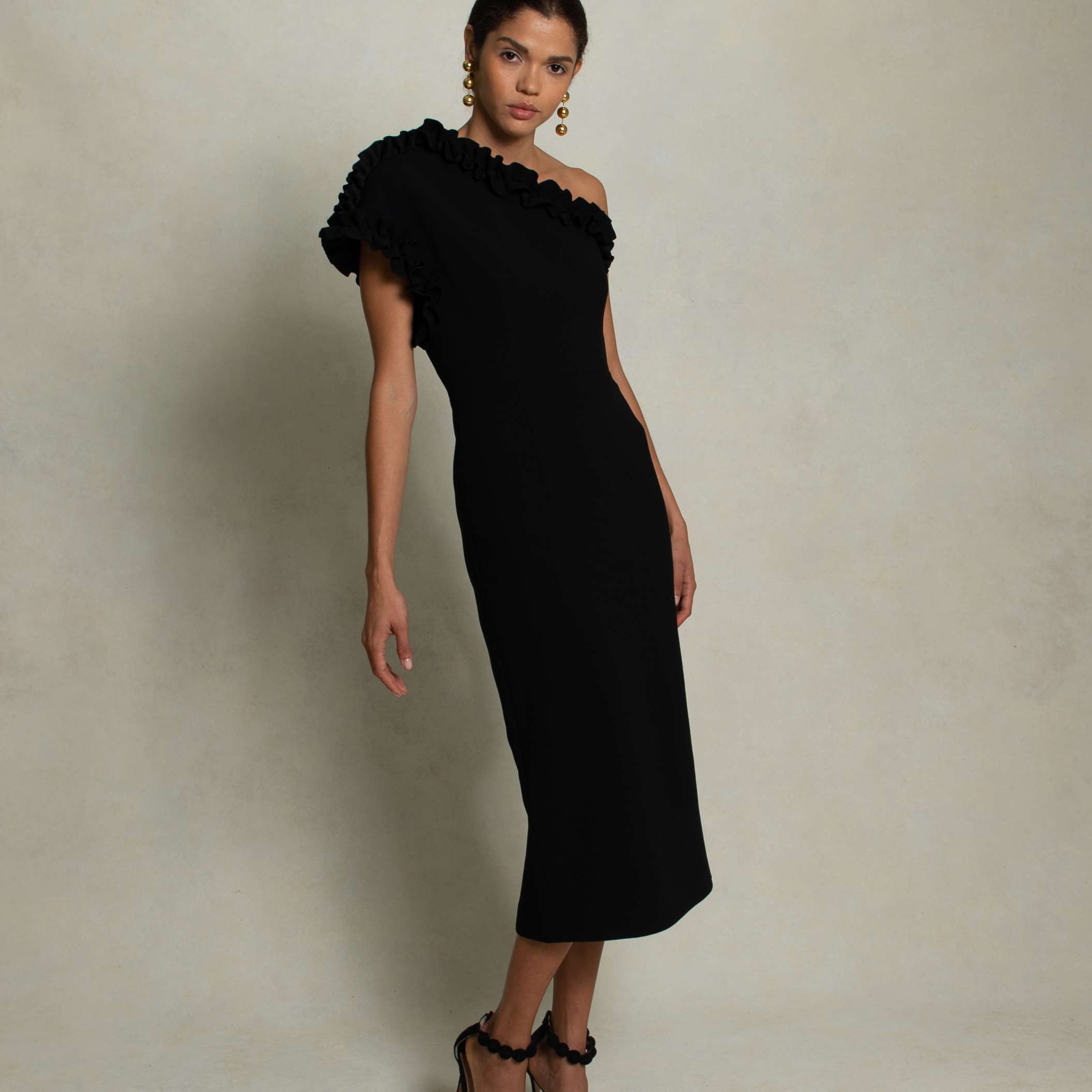 Baci on-shinking midi连衣裙黑色