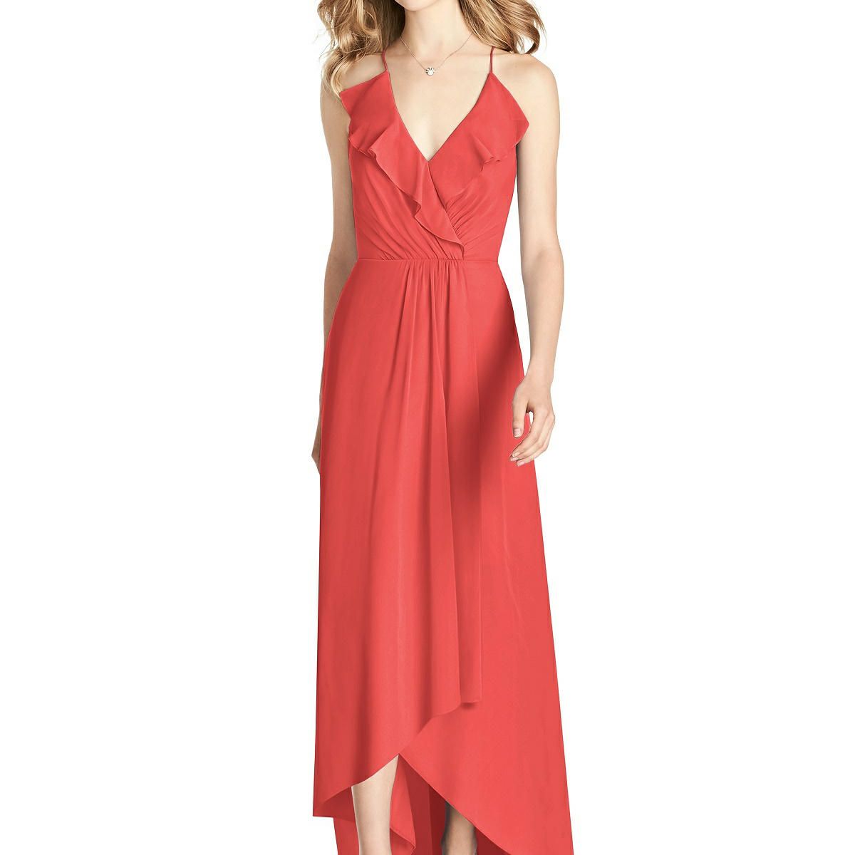 珊瑚雪纺伴娘礼服