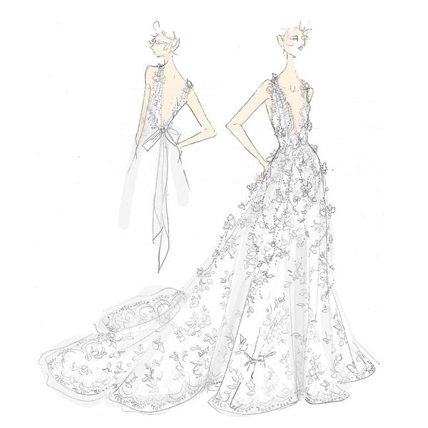 Marchesa的新娘时装周下降2020素描