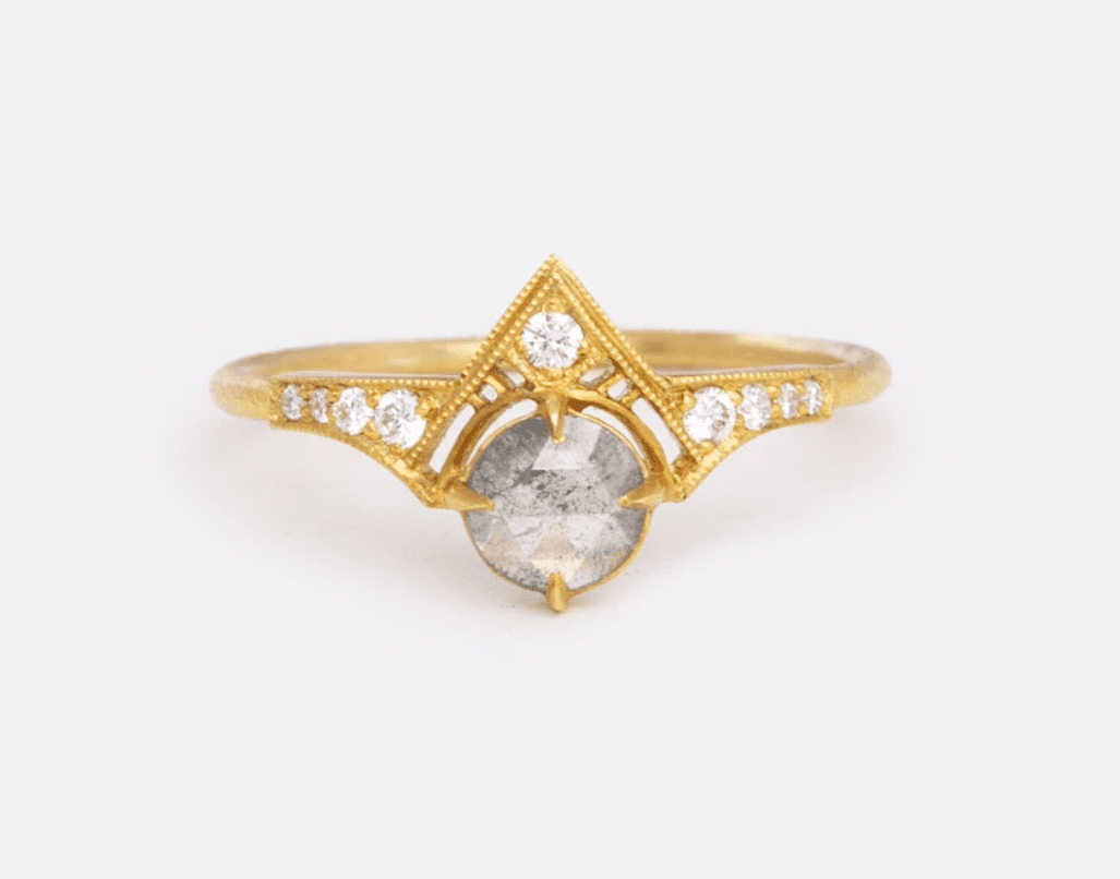 DMD金属盐和胡椒钻石卡拉戒指