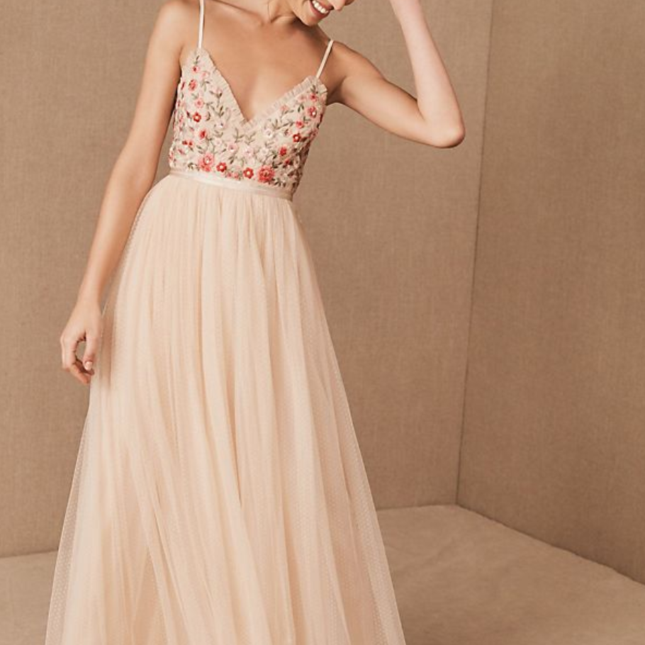 针和螺纹蝴蝶草甸Maxi连衣裙