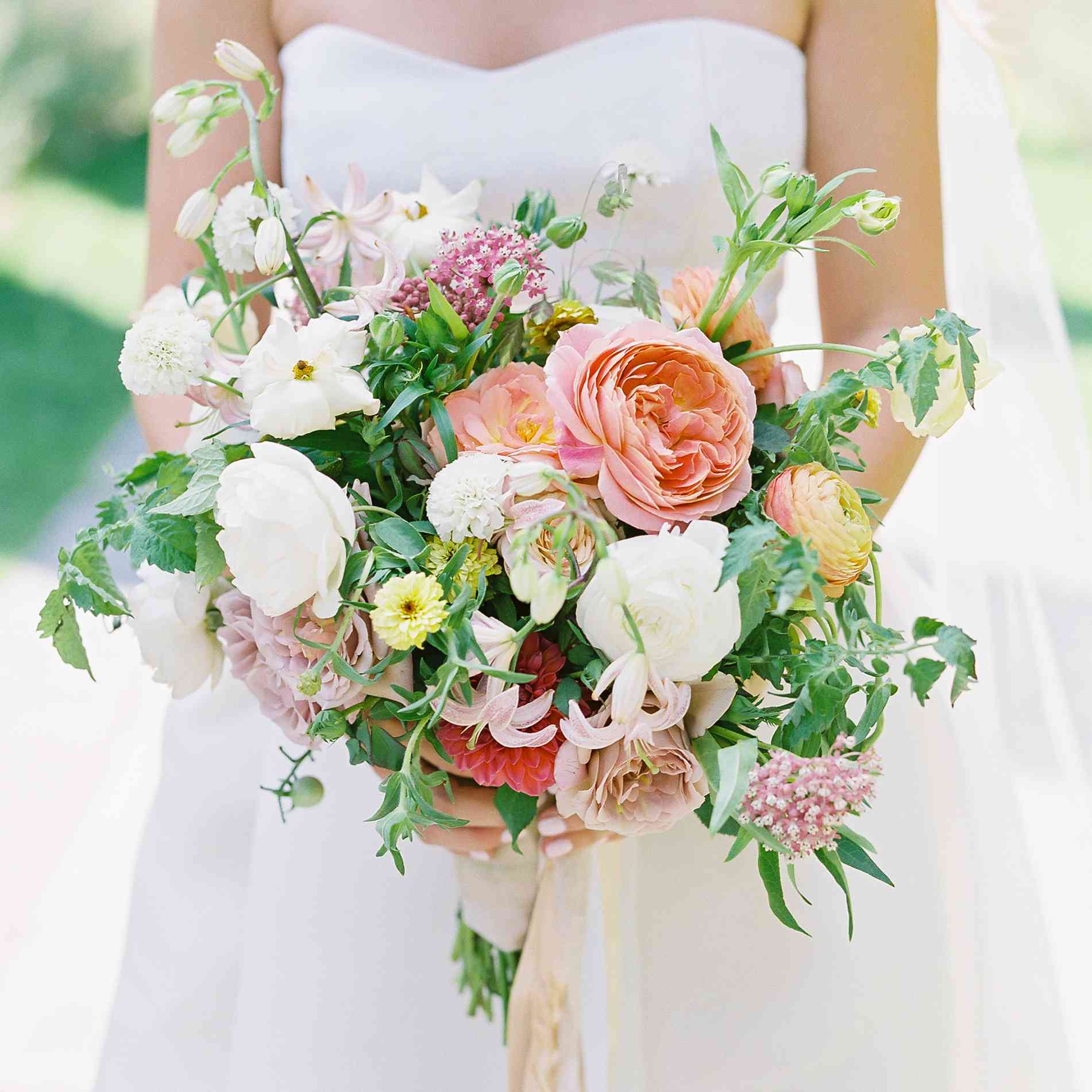 特写镜头婚礼花束