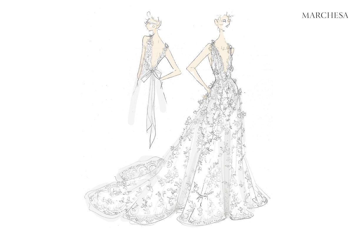 Marchesa的新娘时装周下降2020素描