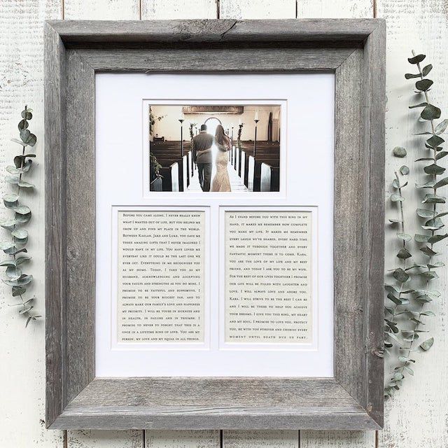 个性化相框随着婚礼誓言
