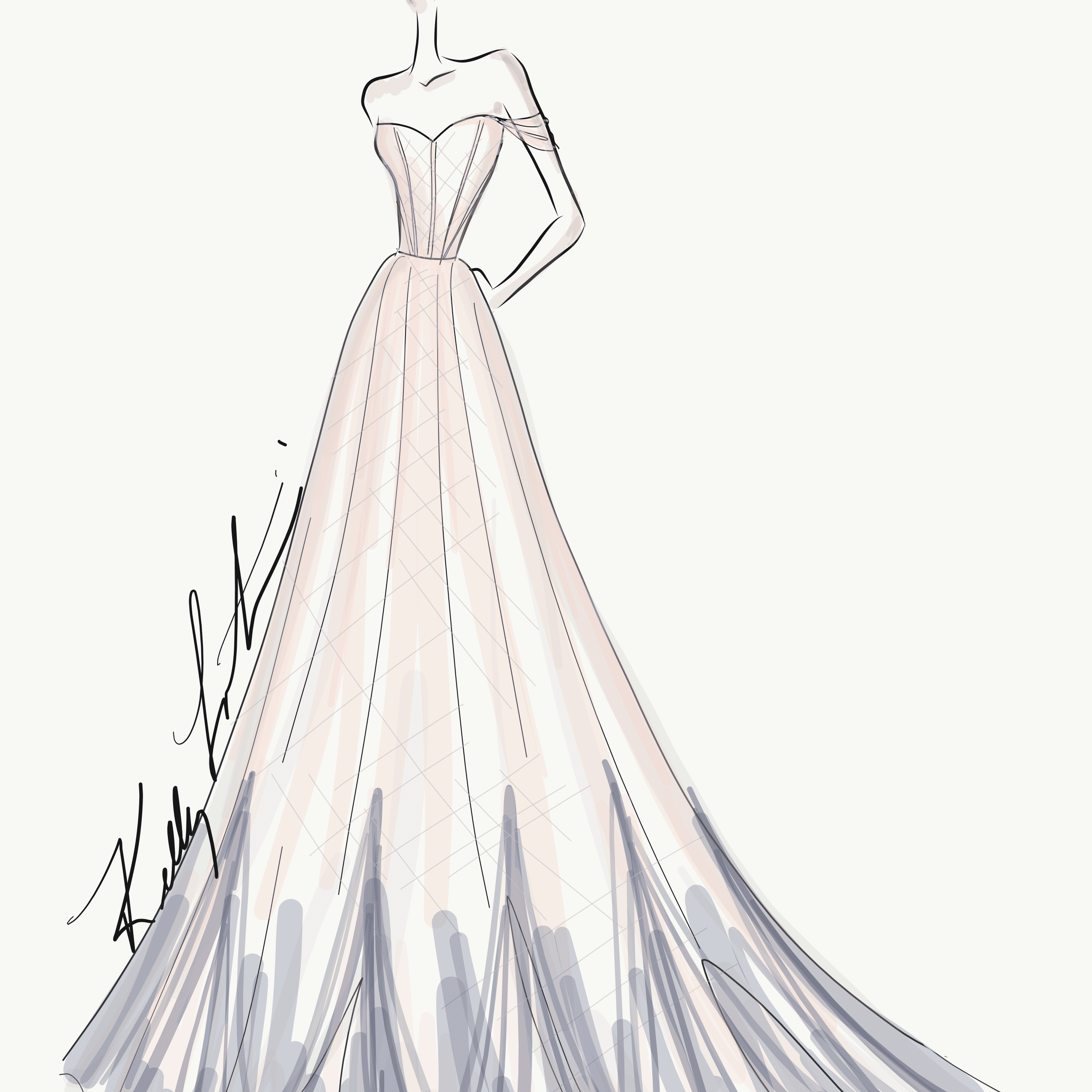 凯利Faetanini新娘时装周下降2020素描