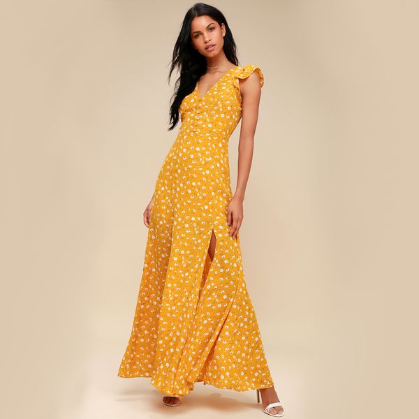 黄色的伴娘礼服