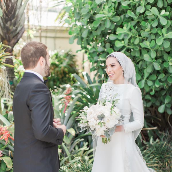Bride and groom first look