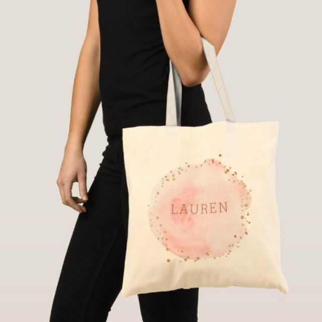 Zazzle腮红粉色水彩圆手提袋