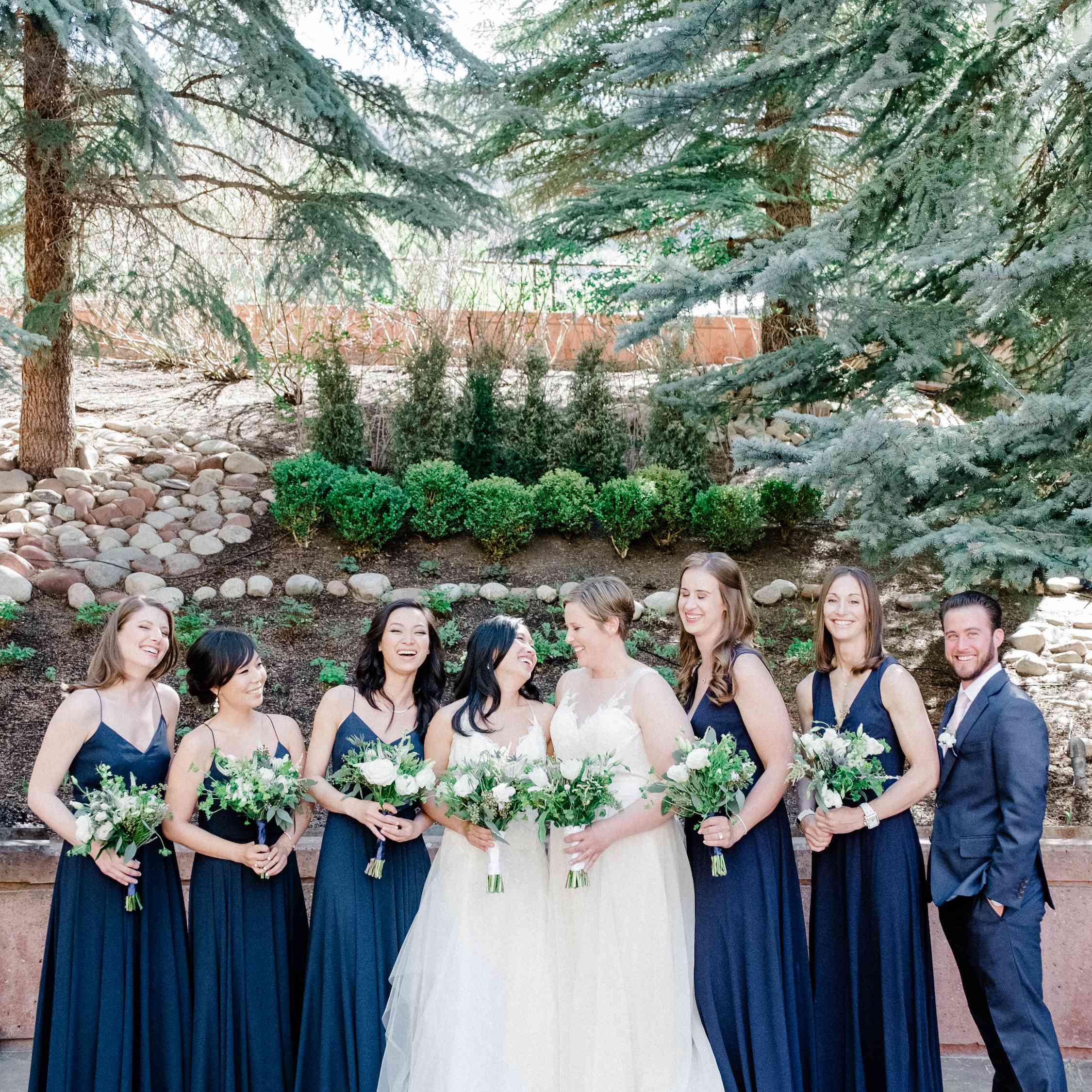 brides with wedding party