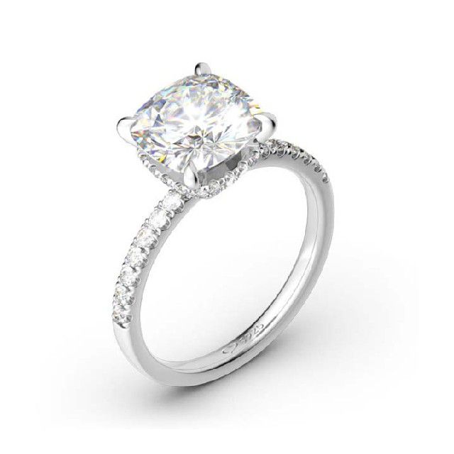 茱莉亚经典坐垫切割纯银戒指