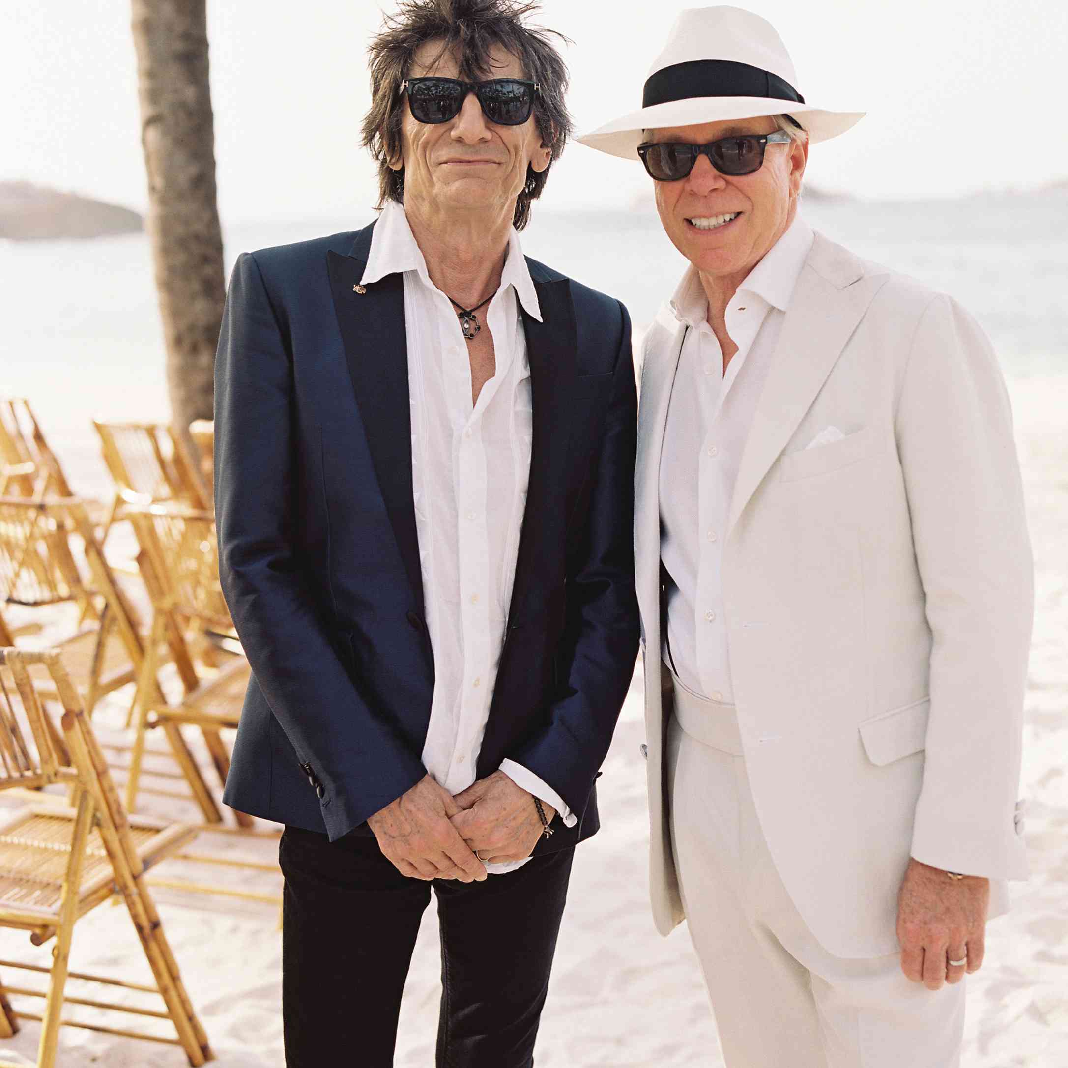 滚石乐队的罗尼·伍德和汤米·希尔费格