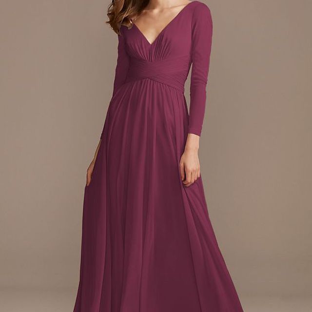 大卫新娘网幻觉长袖伴娘礼服$ 159.95