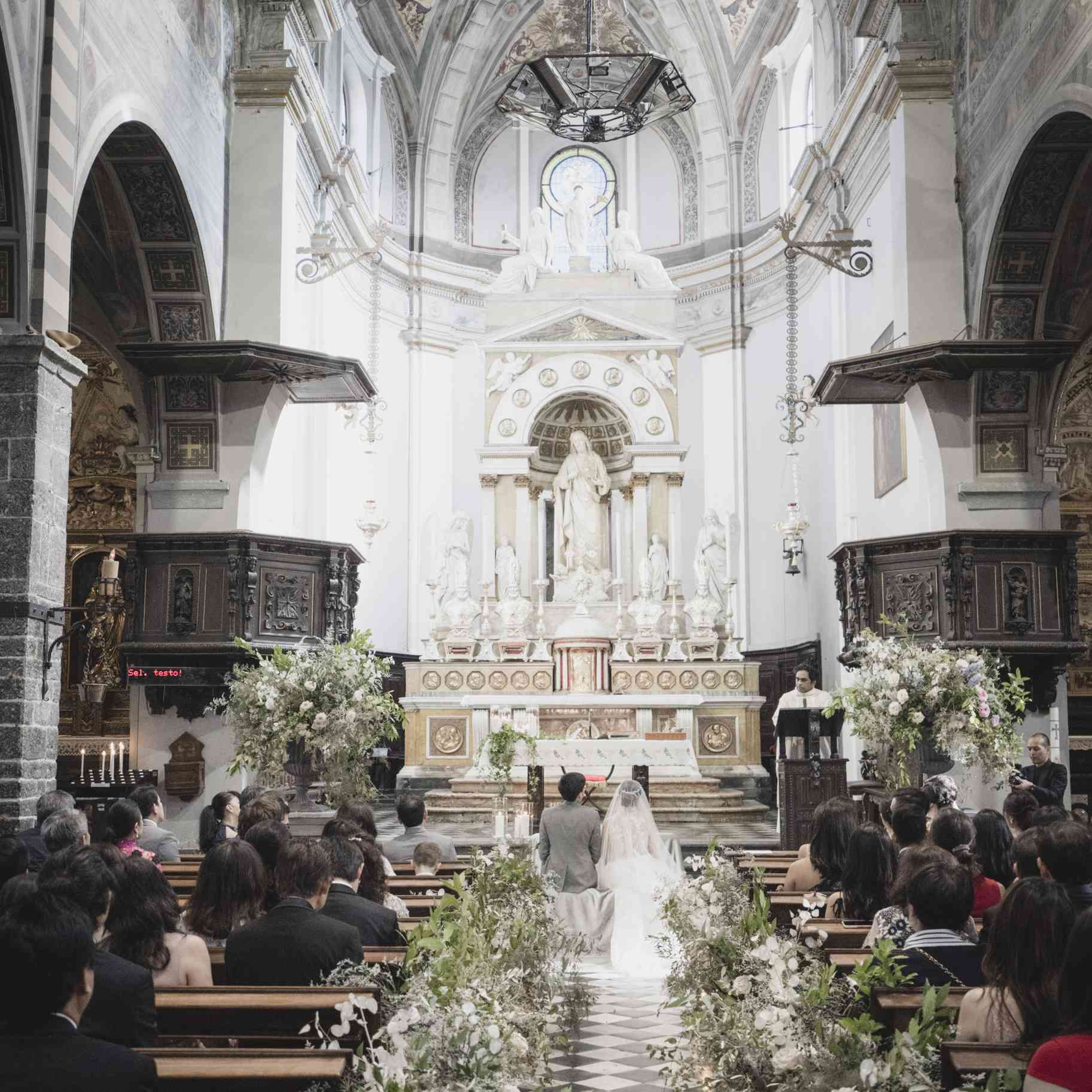 浪漫的科莫湖婚礼，仪式教堂