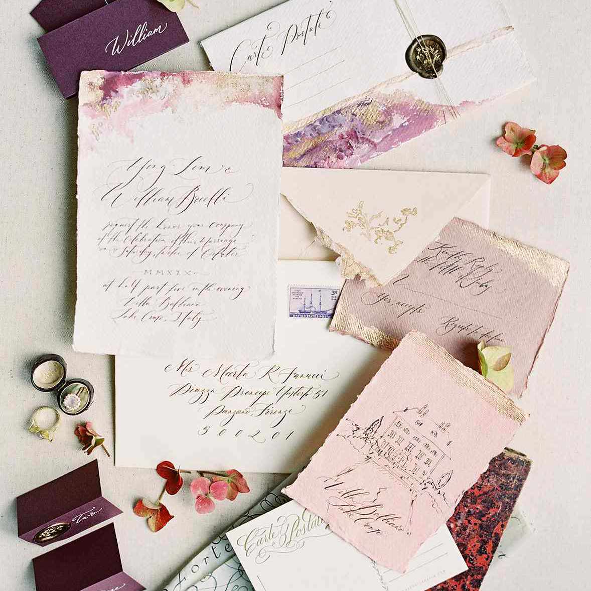 典雅书法腮红婚礼请柬套