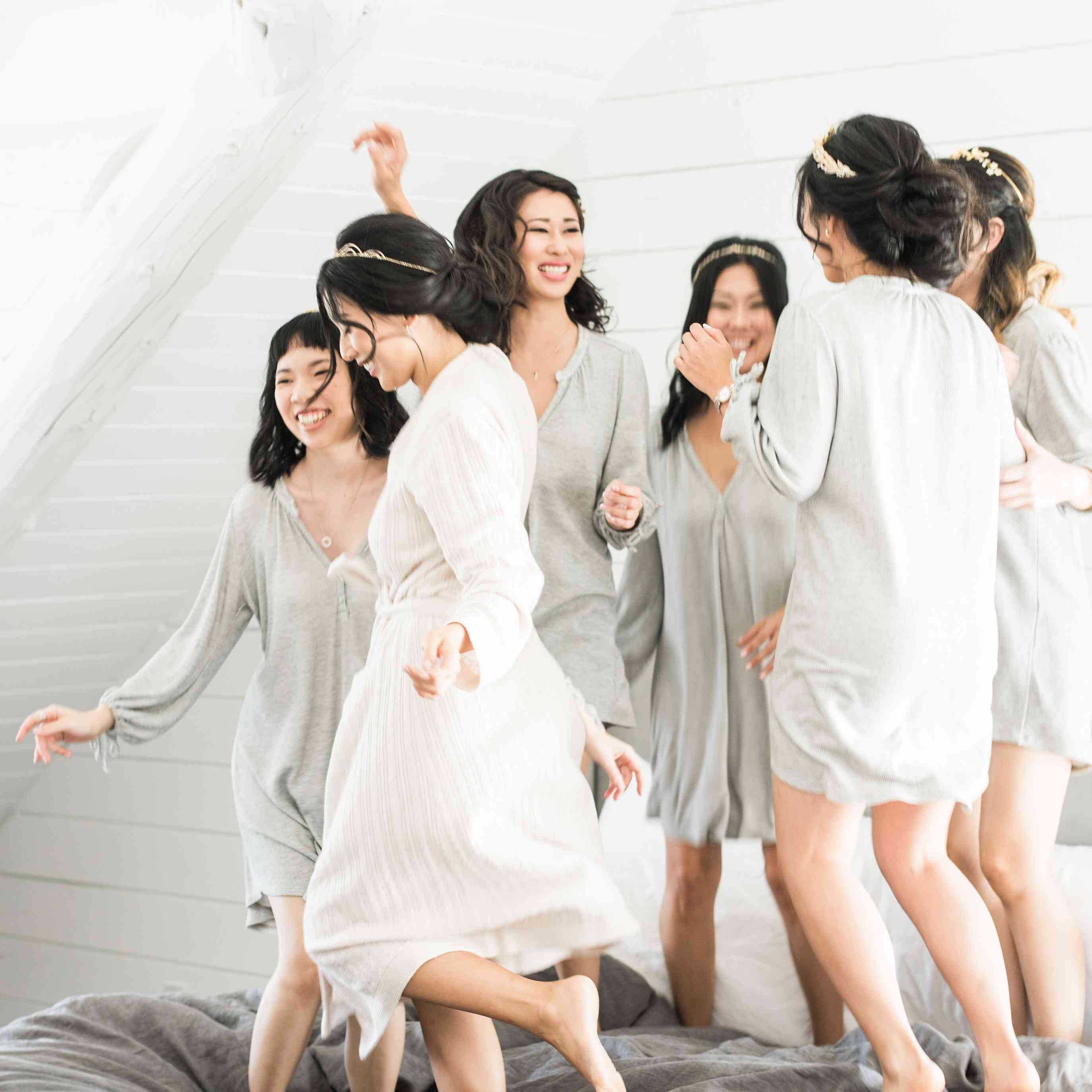 新娘跳，床，伴娘