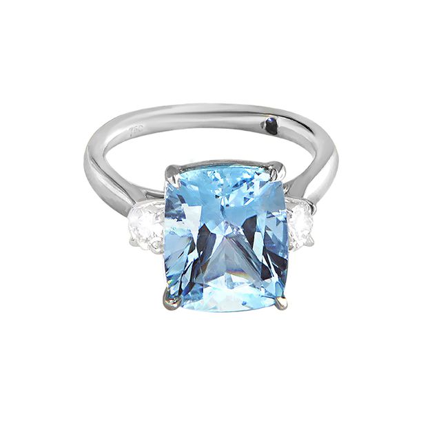 Soho宝石海蓝宝石三石戒指