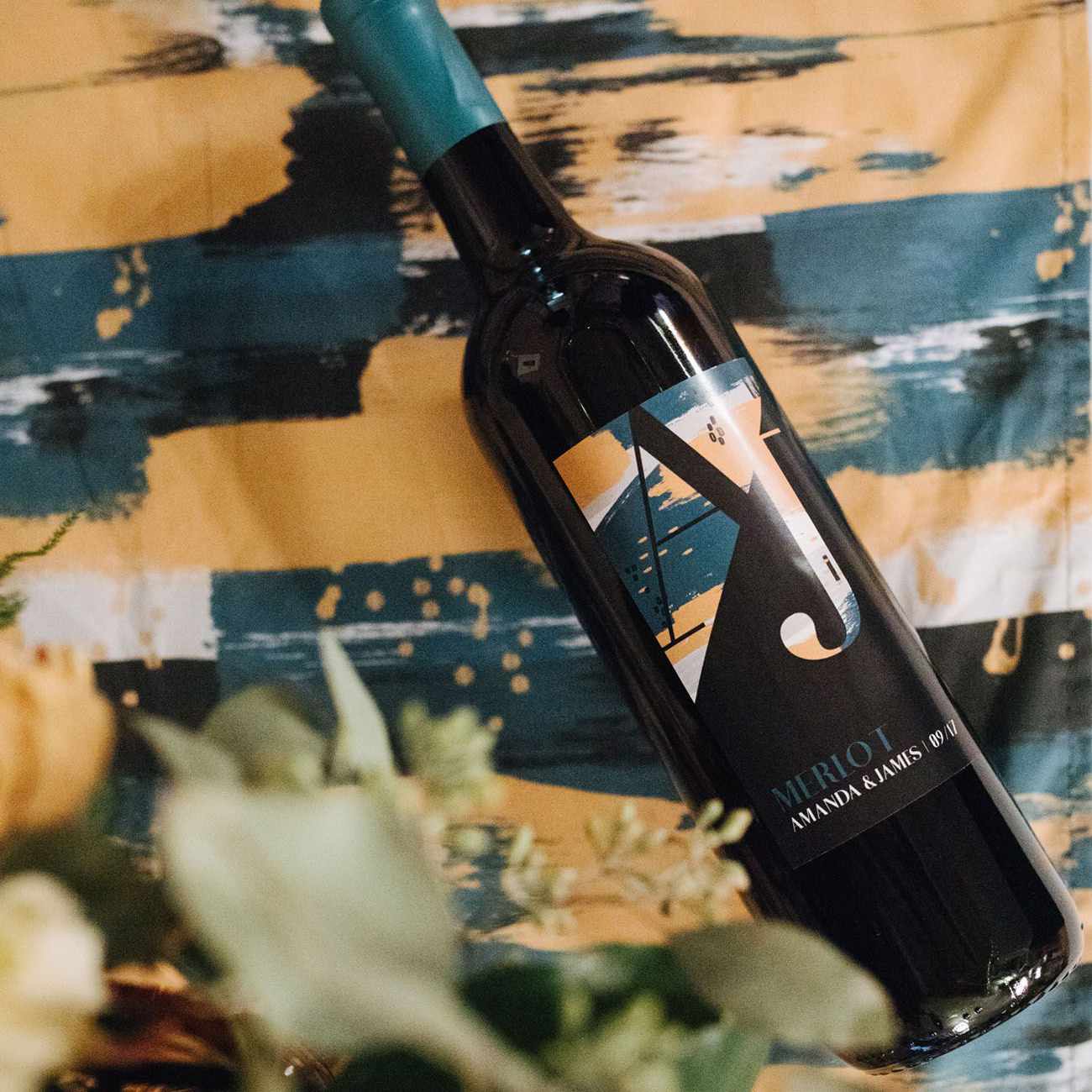 为一瓶梅洛的定制葡萄酒标签