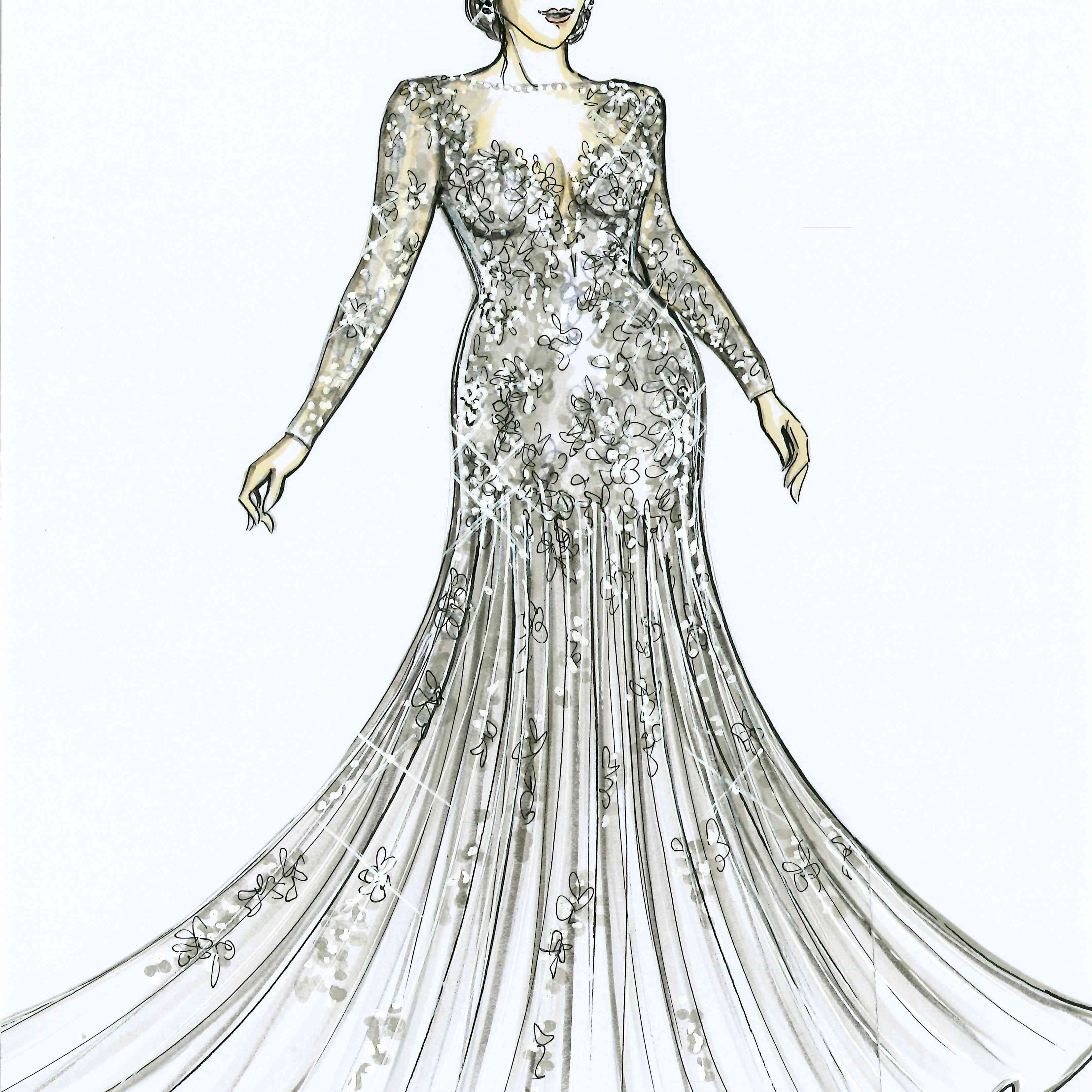 奥列格·卡西尼2020秋季婚纱时装周草图