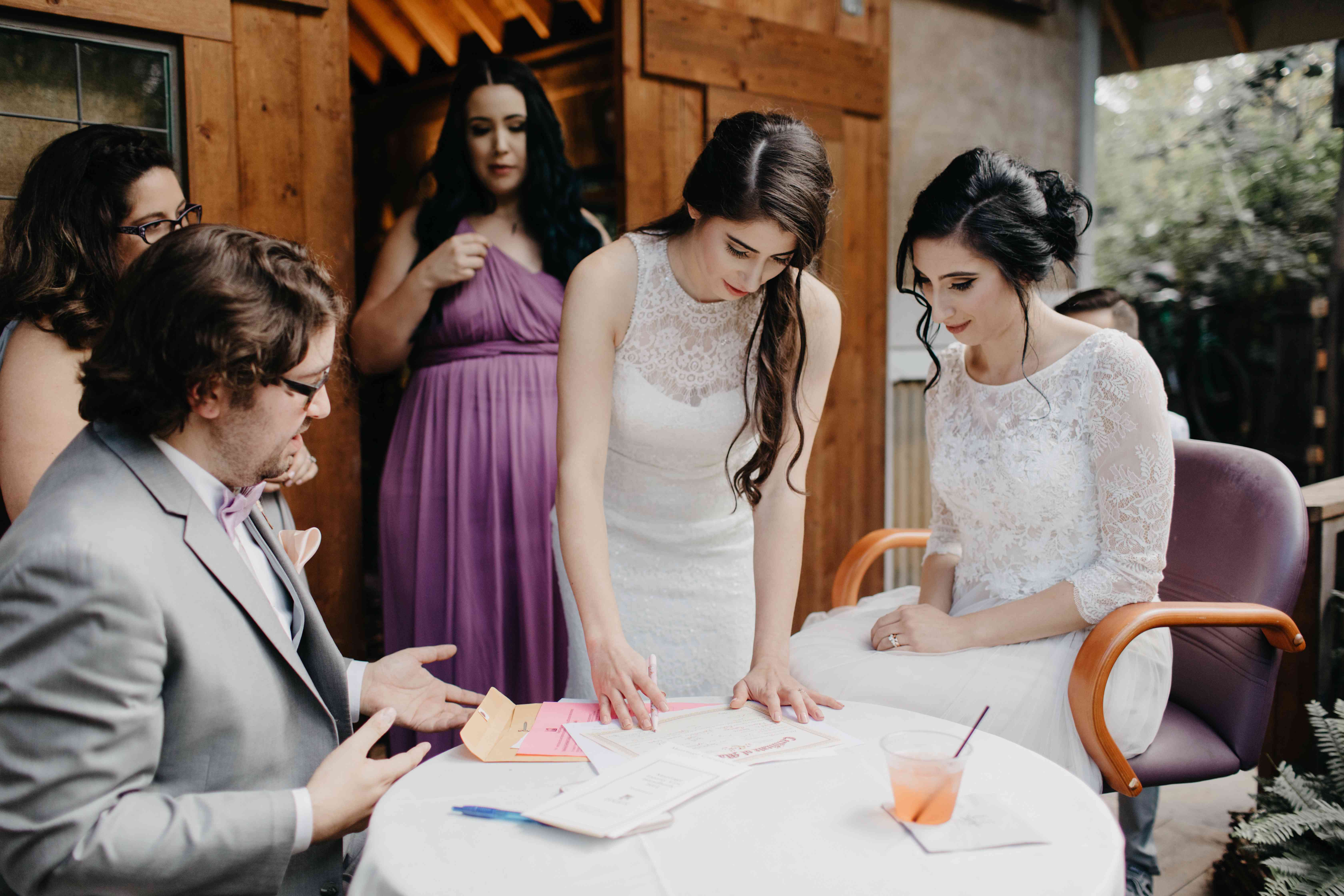 在结婚证上签字