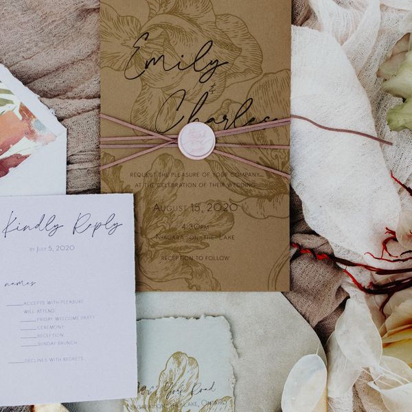 Boho别致的婚礼邀请套件与RSVP卡