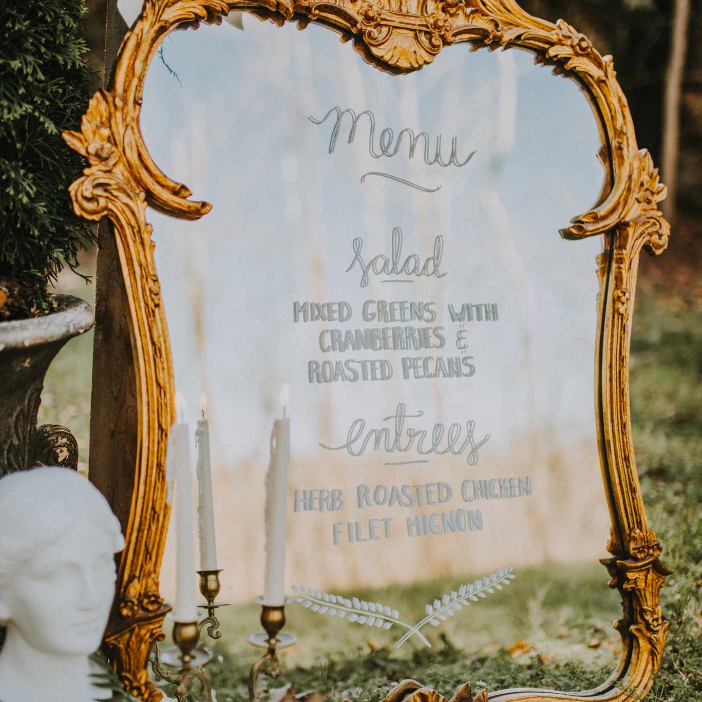 镀金的镜子婚宴菜单