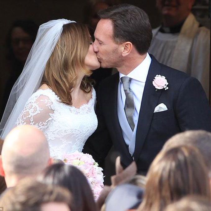 2015年，Geri Halliwell和Christian Horner在Sarah Burton婚纱店结婚