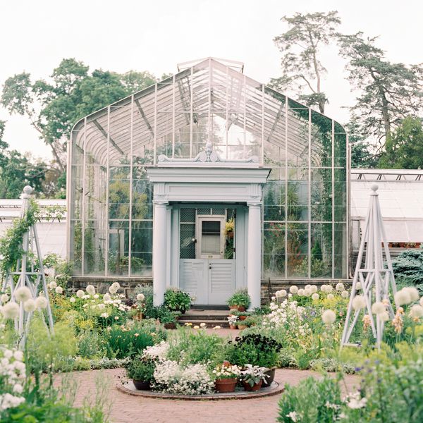 新娘，新郎和司仪在花园布置