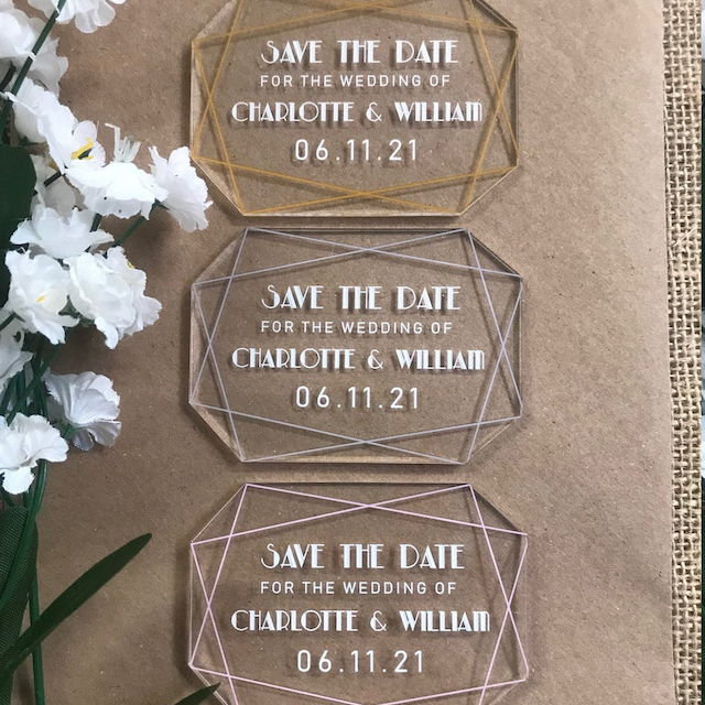 Alice Jade设计的丙烯酸保存日期