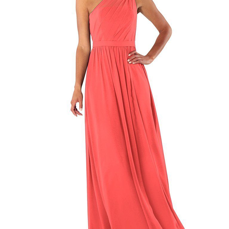 珊瑚单肩礼服伴娘