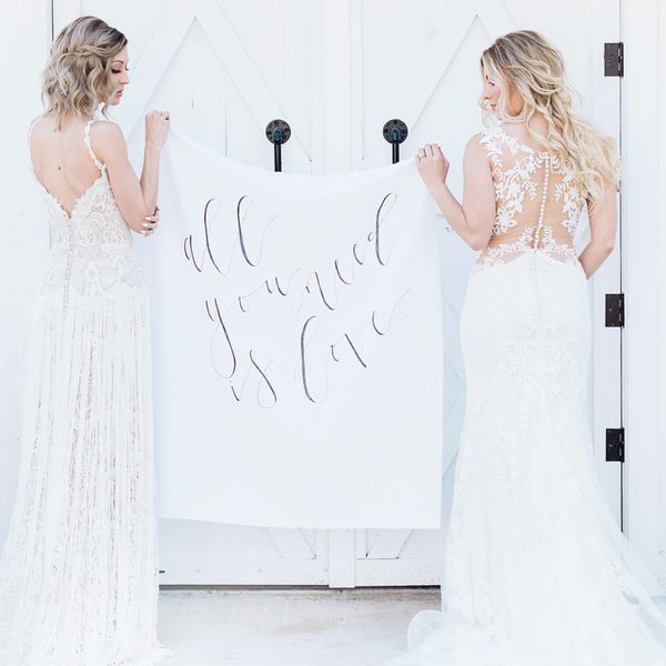 <p>两个新娘的婚礼签名</p>