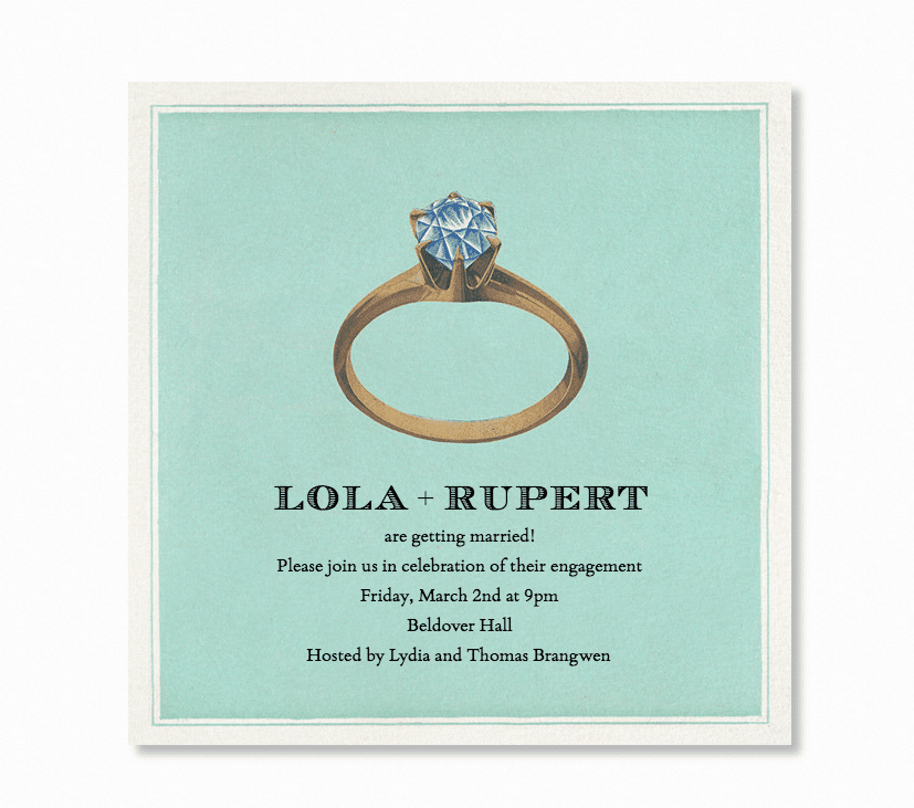 绿松石订婚派对邀请用188bet官网88bet官网手套戒指