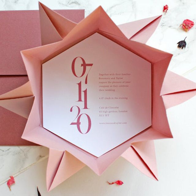 杰伊莫尼克创意优雅的婚礼邀请集印刷折纸邀请