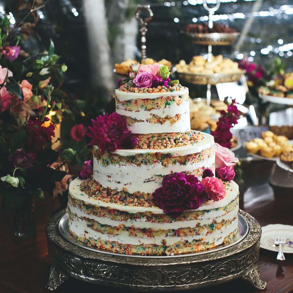 桃福彩虹裸婚蛋糕