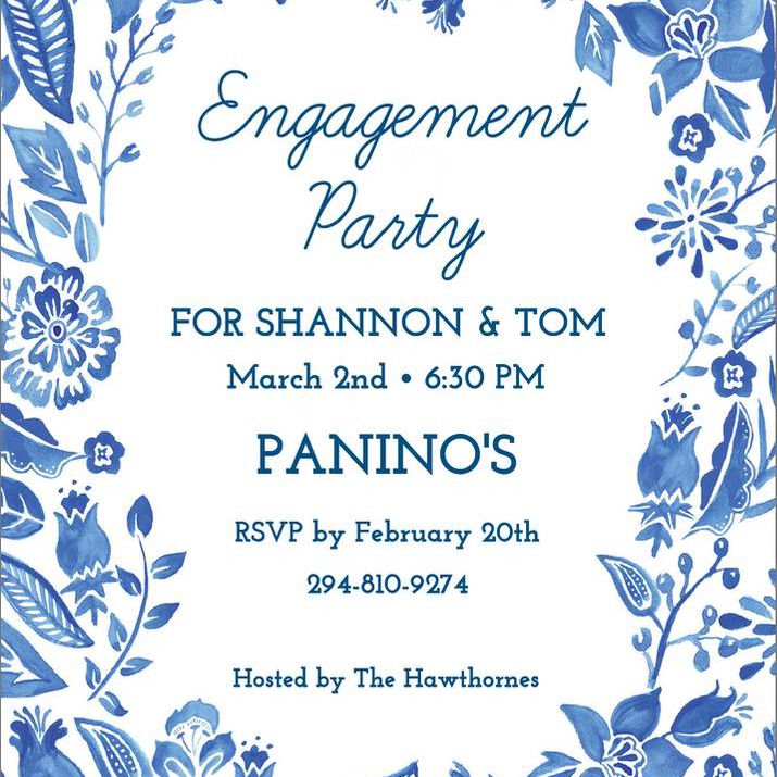 蓝花订婚派对请柬188bet官网88bet官网