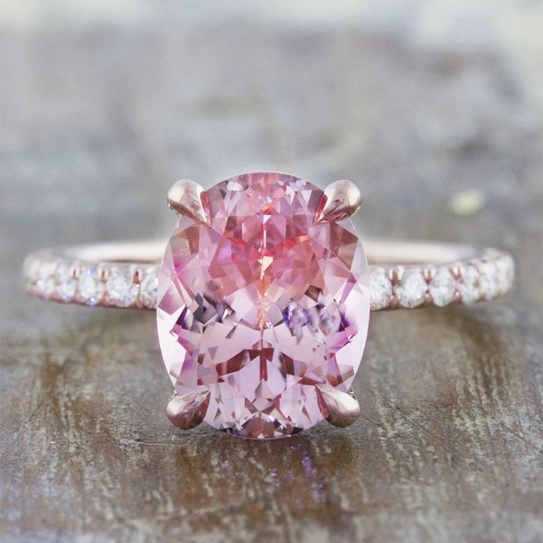 Ken＆Dana Design Delphine蓝宝石桃子孤独的订婚戒指188bet官网88bet官网