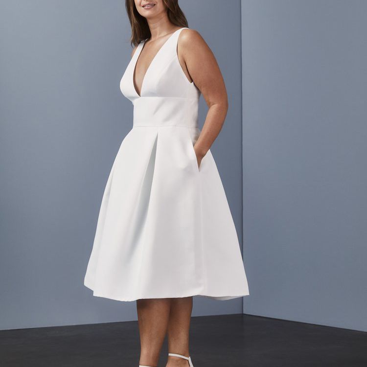 Amsale深v领连衣裙