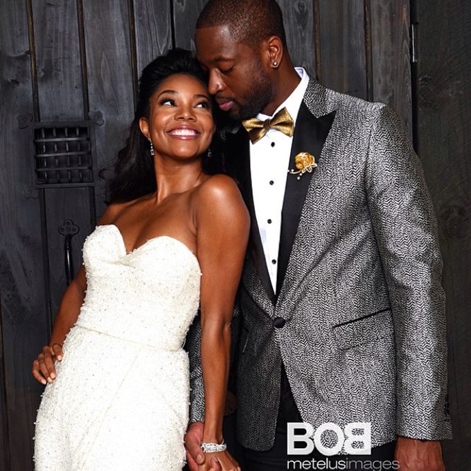 2014年，加布里埃尔·尤尼恩与德维恩·韦德在丹尼斯·巴索结婚