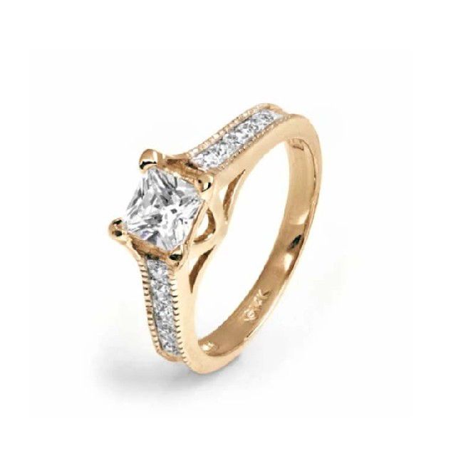 夏娃的成瘾14k金公主切割频道集CZ订婚戒指188bet官网88bet官网