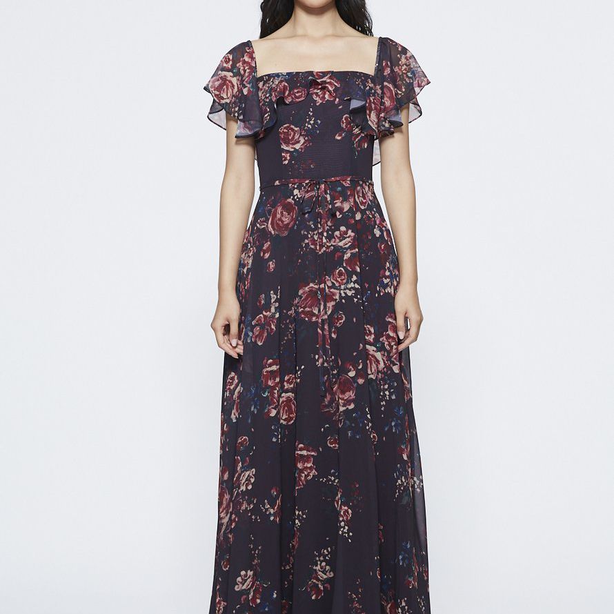 Marchesa Notte褶皱多袖伴娘礼服325美元