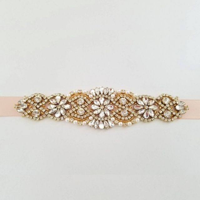 BellaBellaLaBella人造水晶珍珠婚礼腰带
