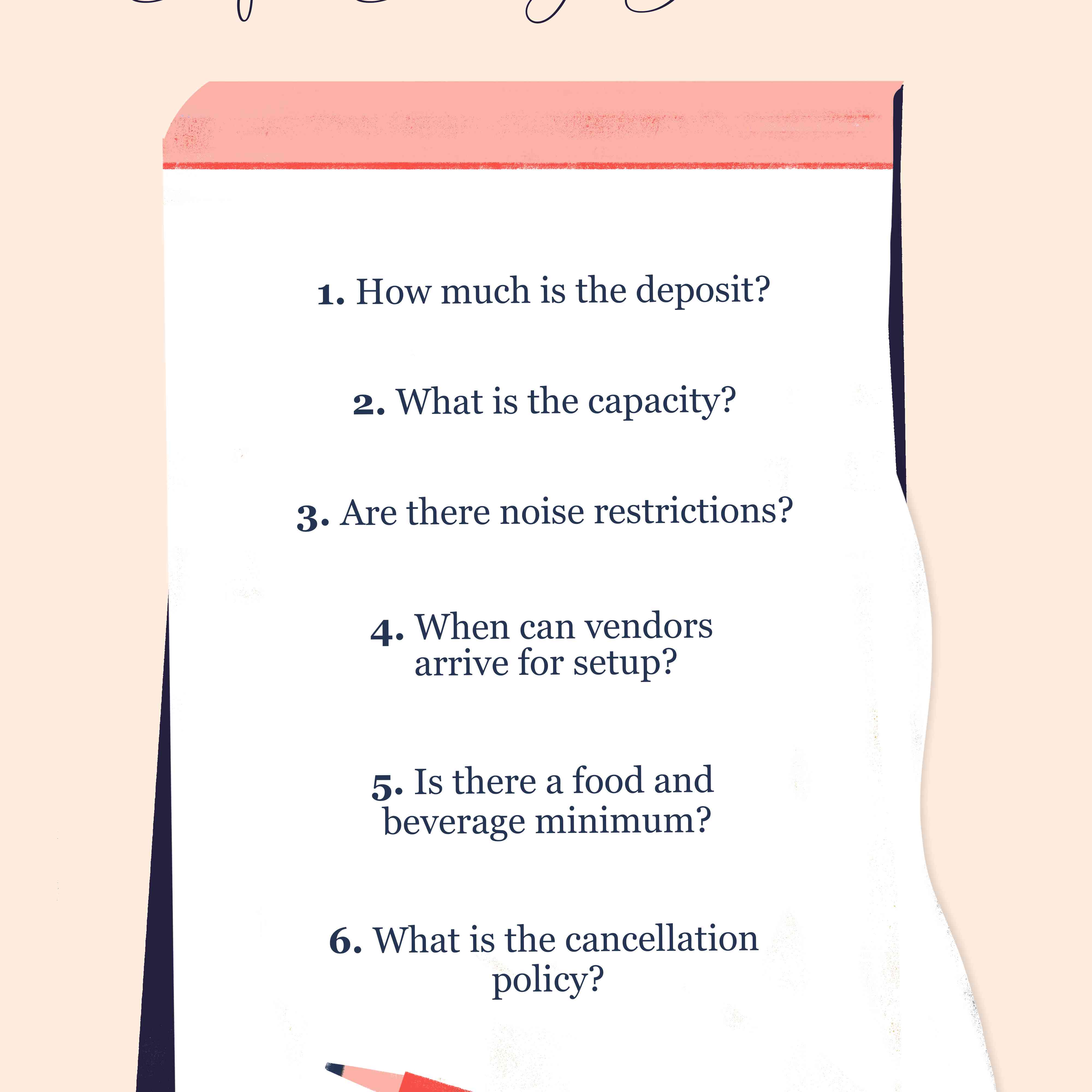 预订场地前要问的问题