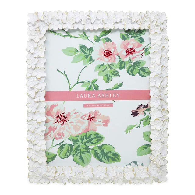 Laura Ashley的白色和金色花纹理树脂相框