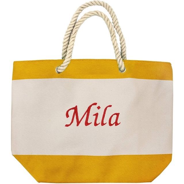 亚马逊绣字沙滩大手提袋口袋