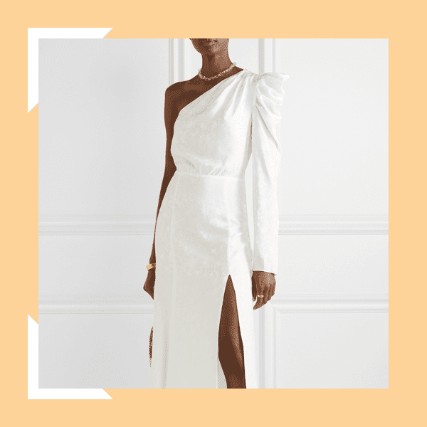 一肩白色连衣裙