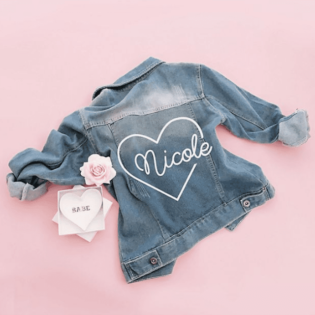 心脏脚本个性化牛仔夹克