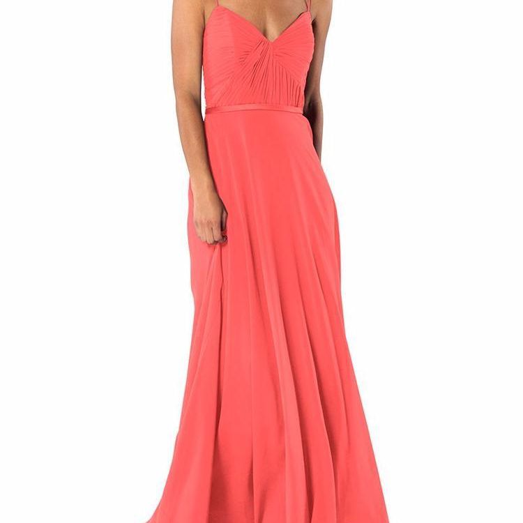 流动伴娘礼服珊瑚