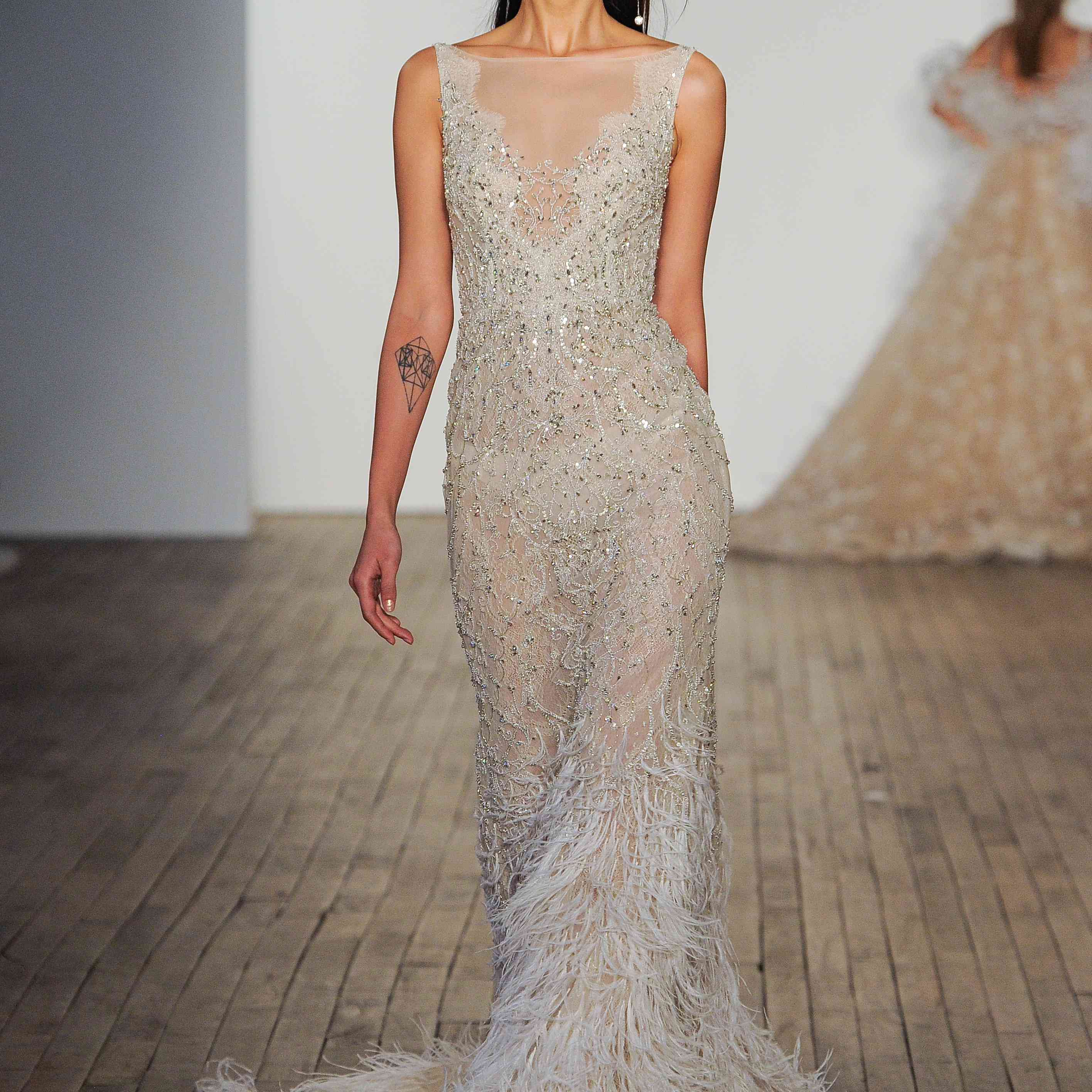 雪黑无袖滑动婚纱