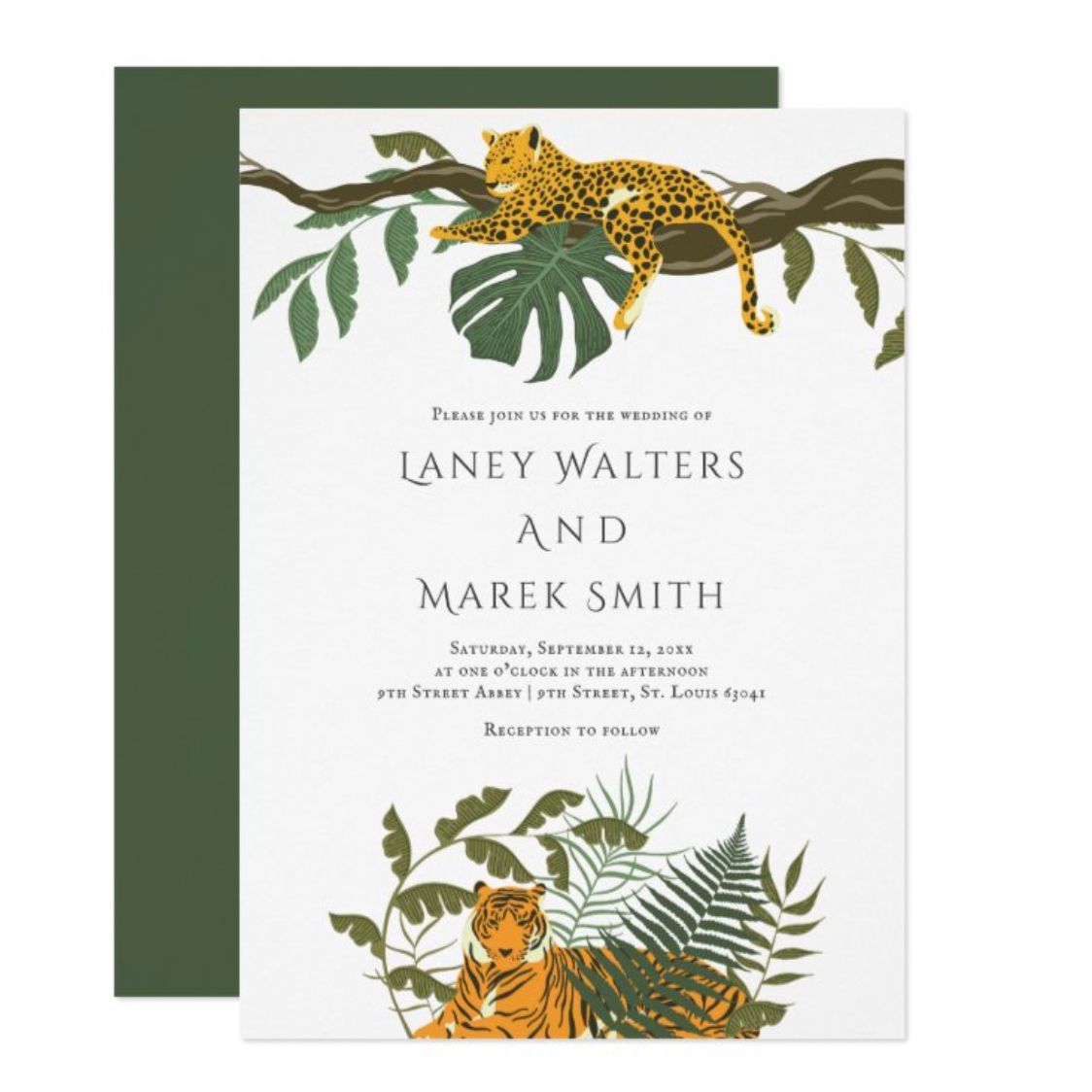 Animal-themed婚礼的邀请